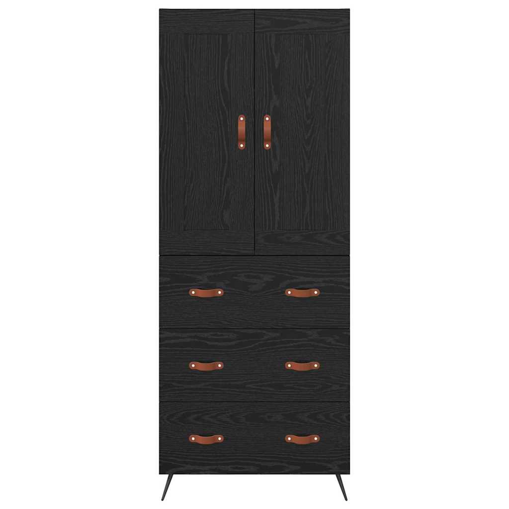 Highboard Schwarz Eichen-Optik 69,5 x 34 x 180 cm Holzwerkstoff