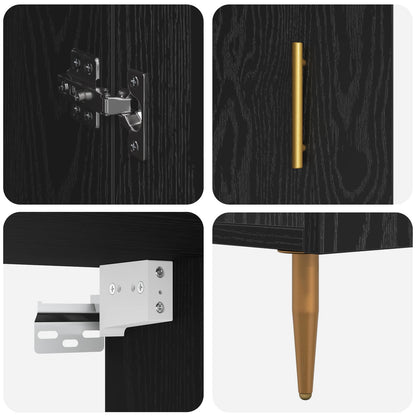 Highboard Schwarz Eichen-Optik 69,5 x 34 x 180 cm Holzwerkstoff