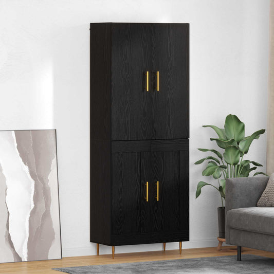 Highboard Schwarz Eichen-Optik 69,5 x 34 x 180 cm Holzwerkstoff