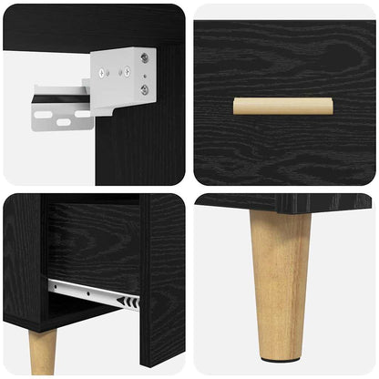 Highboard Schwarz Eichen-Optik 69,5 x 34 x 180 cm Holzwerkstoff