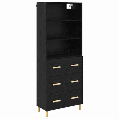 Highboard Schwarz Eichen-Optik 69,5 x 34 x 180 cm Holzwerkstoff