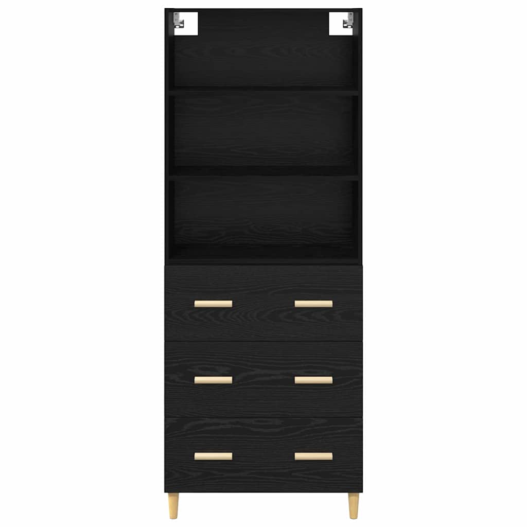 Highboard Schwarz Eichen-Optik 69,5 x 34 x 180 cm Holzwerkstoff