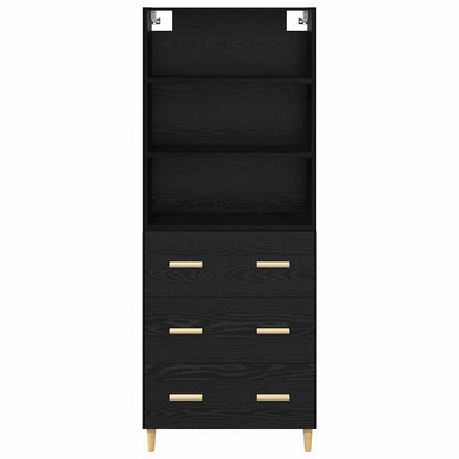 Highboard Schwarz Eichen-Optik 69,5 x 34 x 180 cm Holzwerkstoff