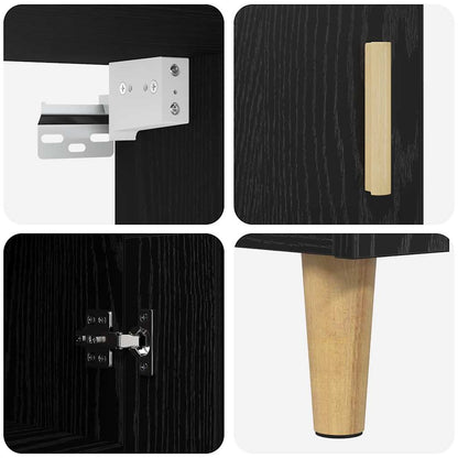 Highboard Schwarz Eichen-Optik 69,5 x 34 x 180 cm Holzwerkstoff