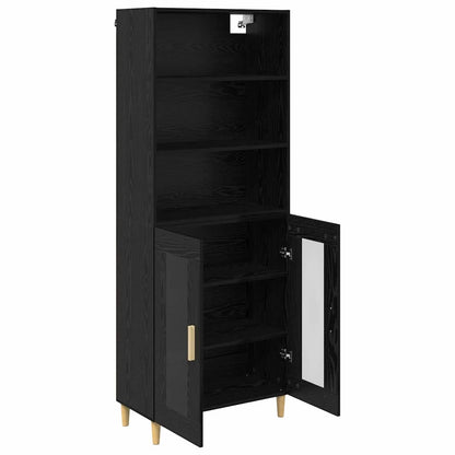 Highboard Schwarz Eichen-Optik 69,5 x 34 x 180 cm Holzwerkstoff