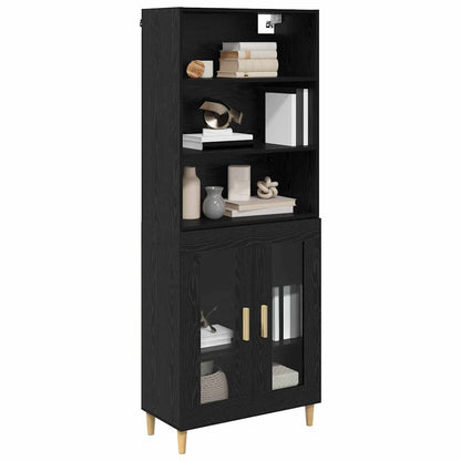 Highboard Schwarz Eichen-Optik 69,5 x 34 x 180 cm Holzwerkstoff