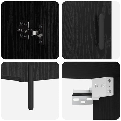 Highboard Schwarz Eichen-Optik 69,5 x 34 x 180 cm Holzwerkstoff