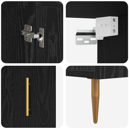 Highboard Schwarz Eichen-Optik 69,5 x 34 x 180 cm Holzwerkstoff