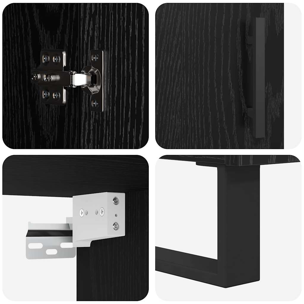 Highboard 2 pcs Schwarz Eichen-Optik Engineered Wood und Glas