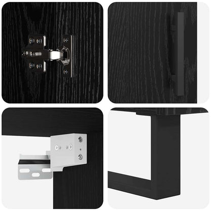 Highboard 2 pcs Schwarz Eichen-Optik Engineered Wood und Glas