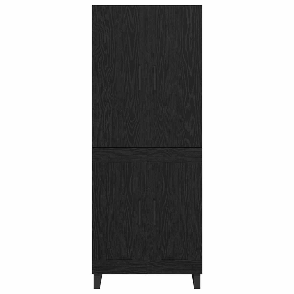 Highboard 2 pcs Schwarz Eichen-Optik Engineered Wood und Glas