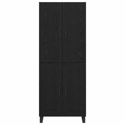 Highboard 2 pcs Schwarz Eichen-Optik Engineered Wood und Glas