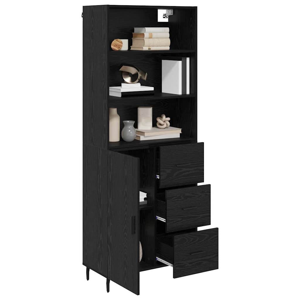 Highboard Schwarz Eichen-Optik 69,5 x 34 x 180 cm