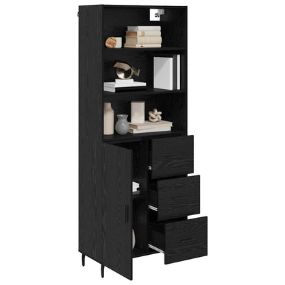 Highboard Schwarz Eichen-Optik 69,5 x 34 x 180 cm