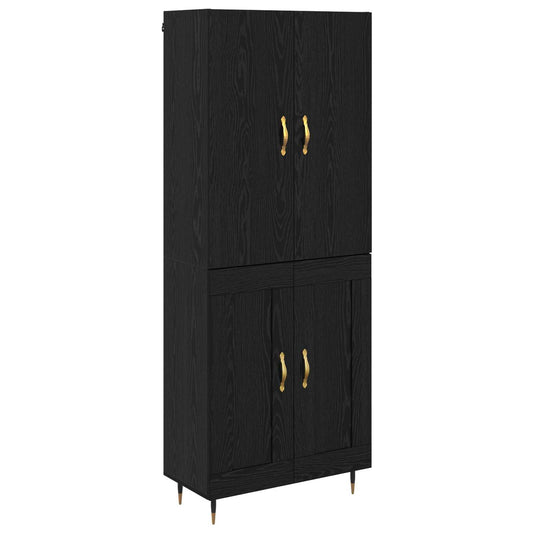 Highboard Schwarz Eichen-Optik 69,5 x 34 x 180 cm Holzwerkstoff