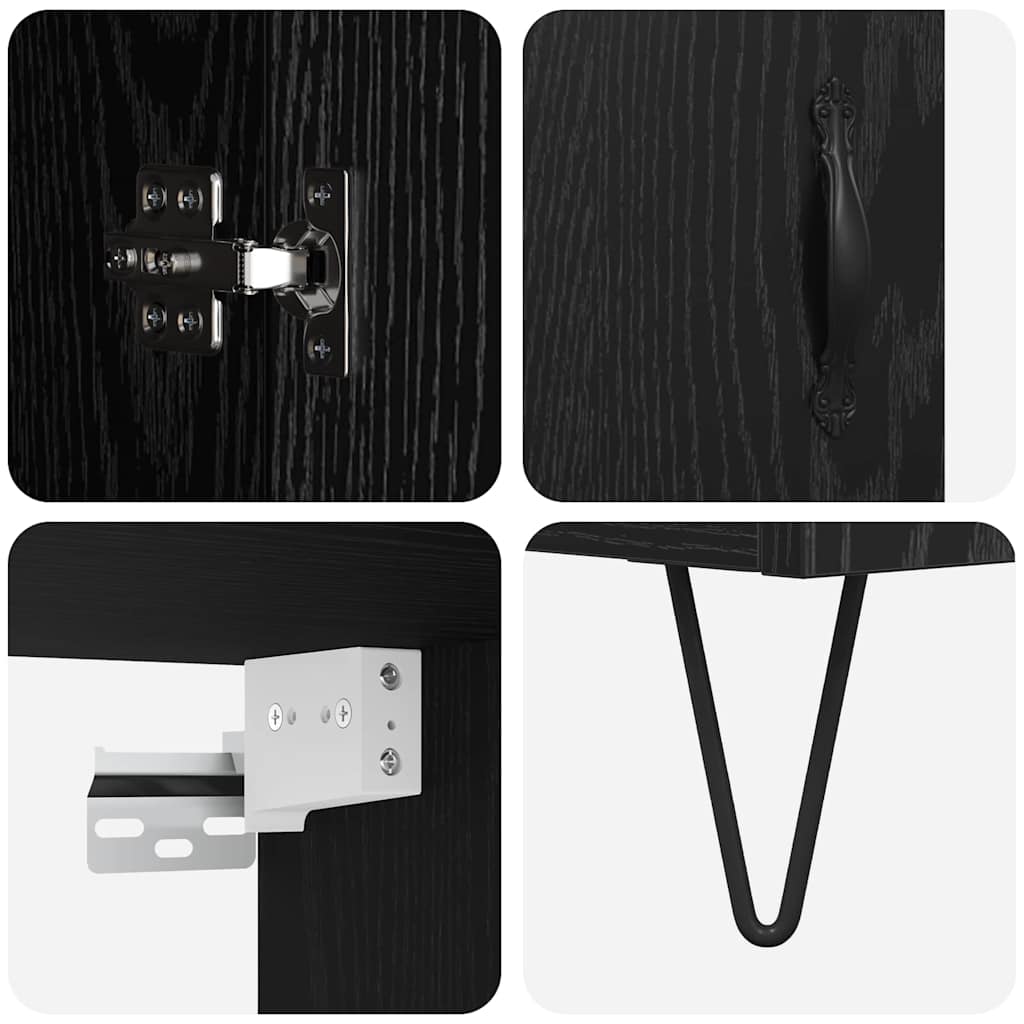 Highboard Schwarz Eichen-Optik 69,5 x 34 x 180 cm Holzwerkstoff