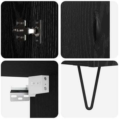 Highboard Schwarz Eichen-Optik 69,5 x 34 x 180 cm Holzwerkstoff