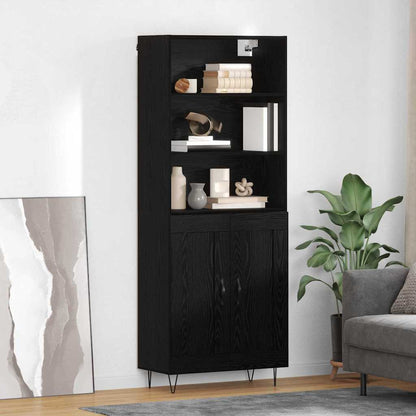 Highboard Schwarz Eichen-Optik 69,5 x 34 x 180 cm Holzwerkstoff