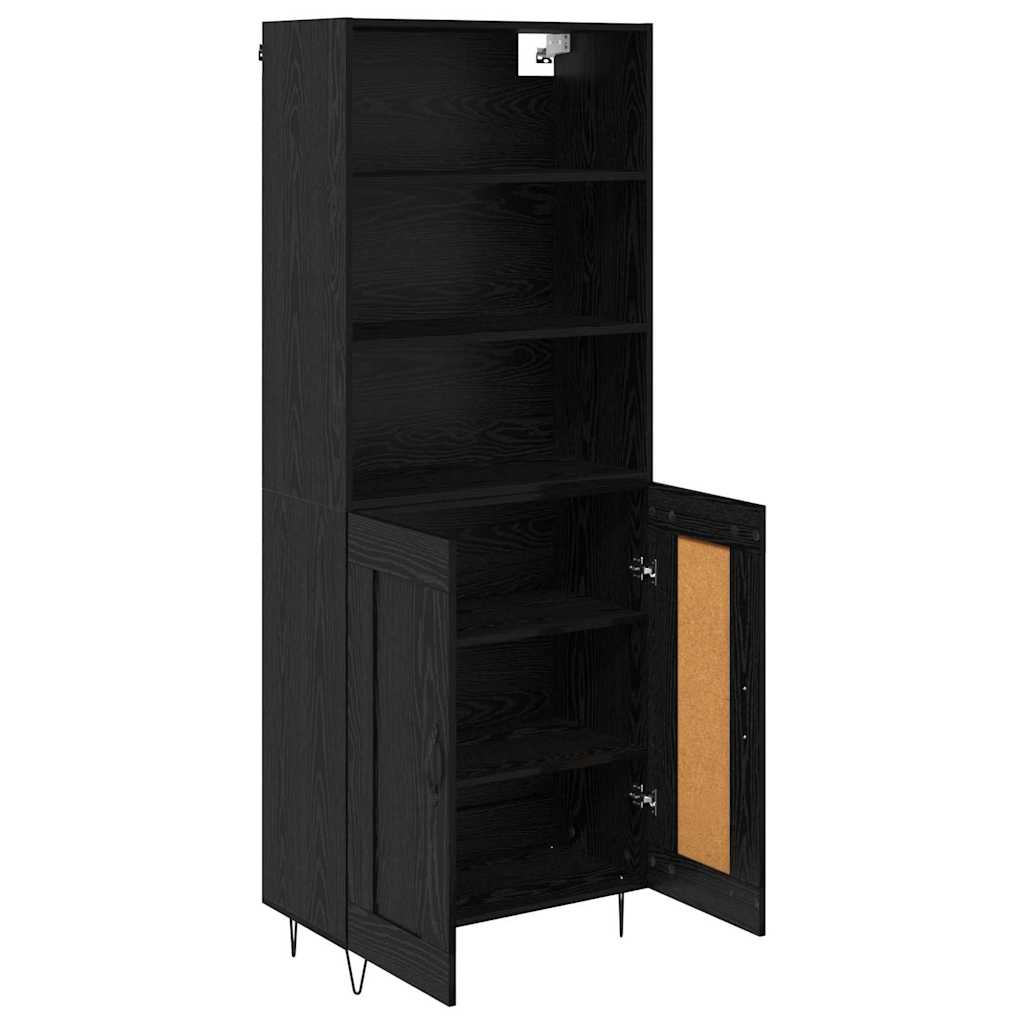 Highboard Schwarz Eichen-Optik 69,5 x 34 x 180 cm Holzwerkstoff