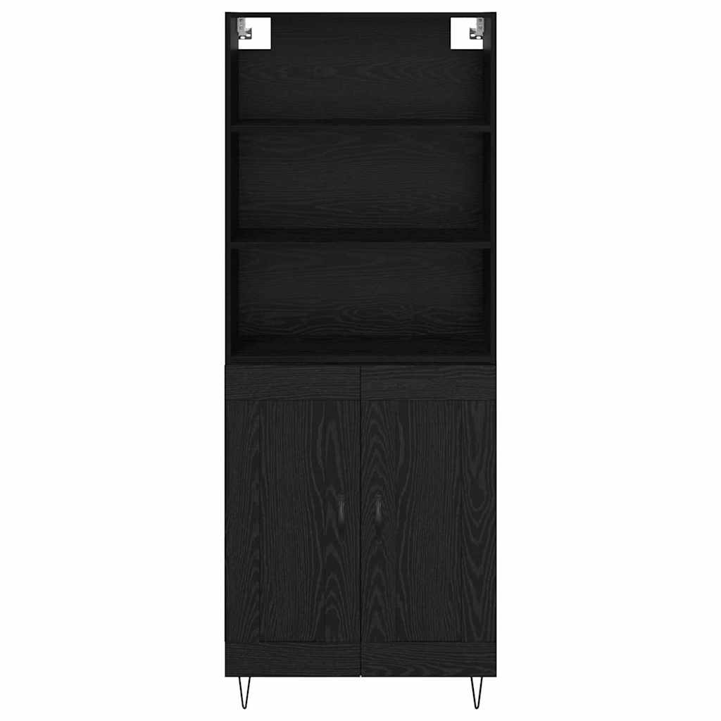 Highboard Schwarz Eichen-Optik 69,5 x 34 x 180 cm Holzwerkstoff