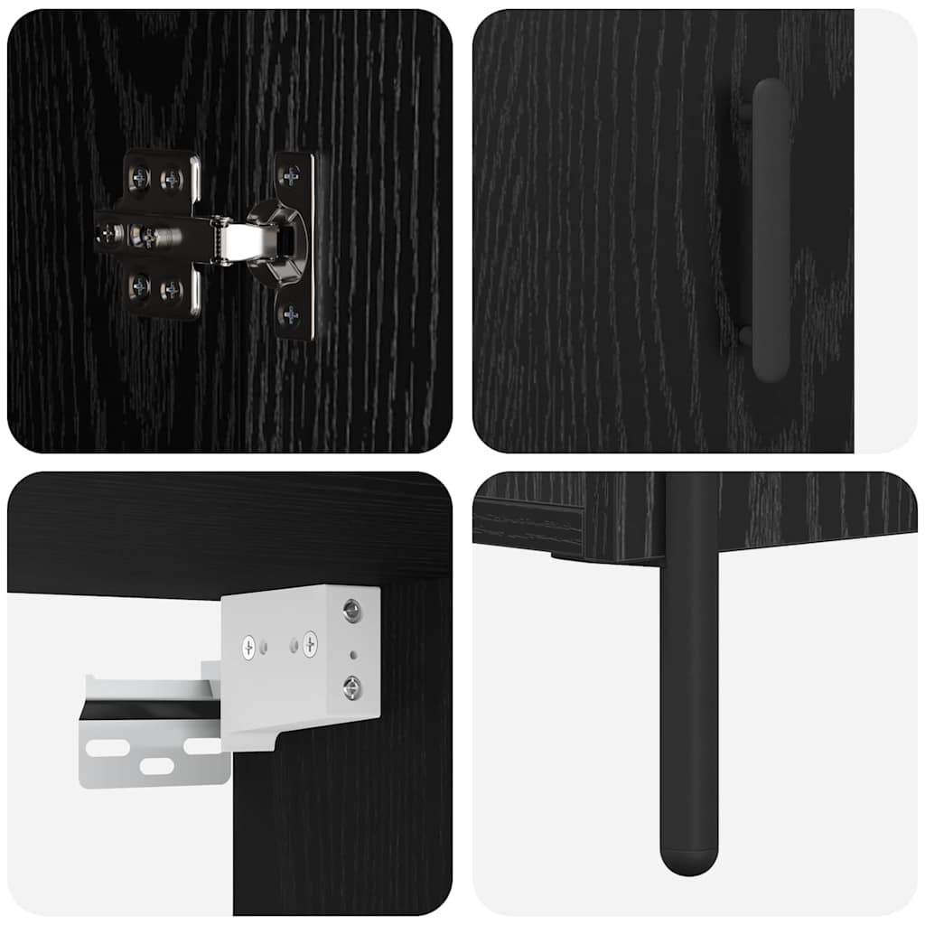 Highboard Schwarz Eichen-Optik 69,5 x 34 x 180 cm Holzwerkstoff