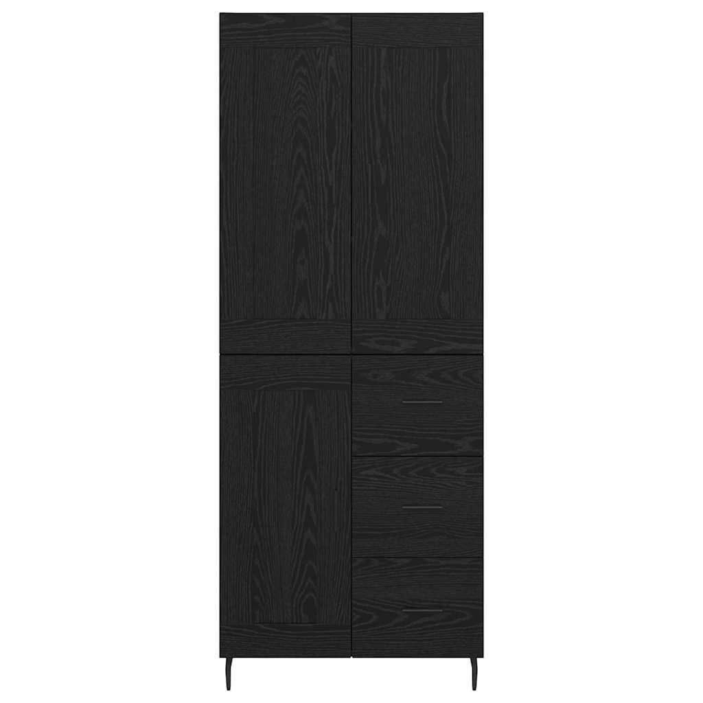 Highboard 2 pcs Schwarz Eichen-Optik Engineered Wood und Glas