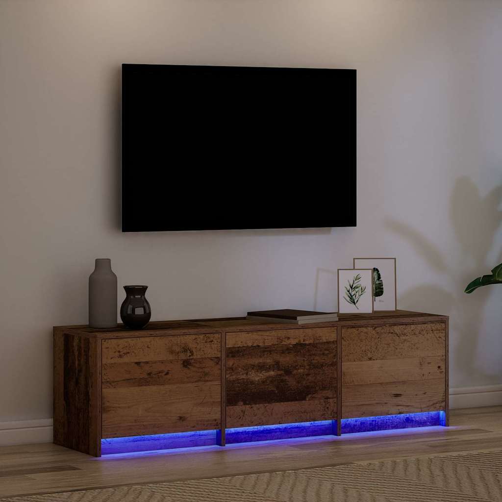 TV Schrank mit LEDs Altholz 140 x 34 x 40 cm Holzwerkstoff
