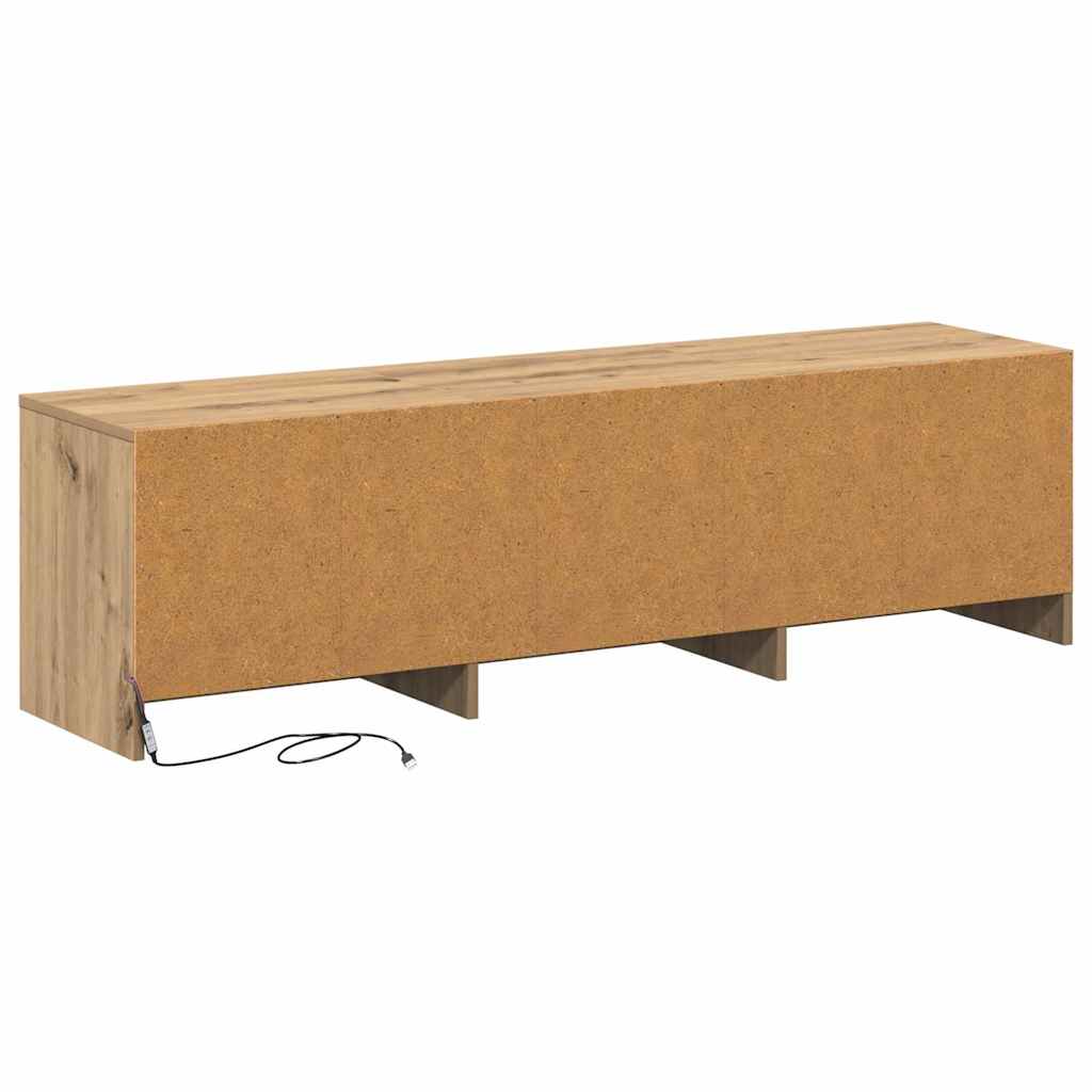 TV Schrank mit LEDs Kunsthandwerk Eiche 140 x 34 x 40 cm