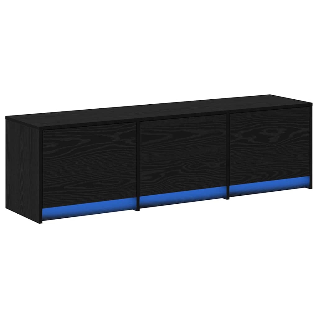 TV Schrank mit LEDs Schwarz Eichen-Optik 140 x 34 x 40 cm