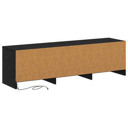 TV Schrank mit LEDs Schwarz Eichen-Optik 140 x 34 x 40 cm