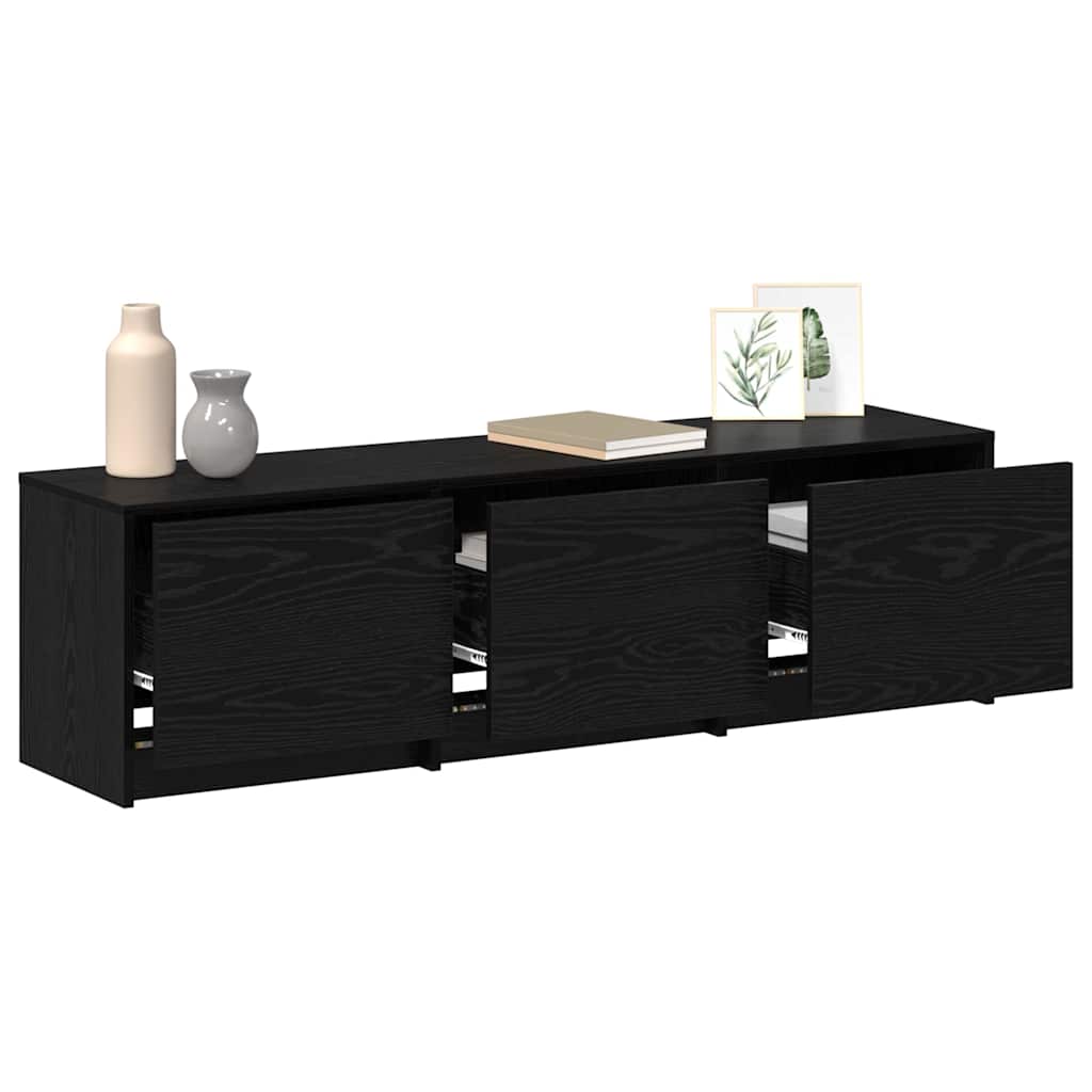 TV Schrank mit LEDs Schwarz Eichen-Optik 140 x 34 x 40 cm