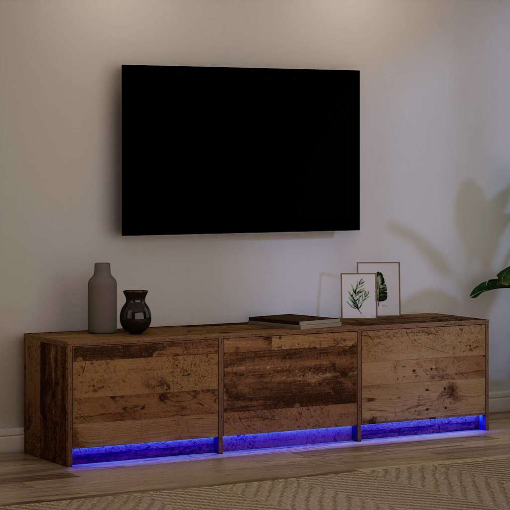 TV Schrank mit LEDs Altholz 162 x 34 x 40 cm Holzwerkstoff