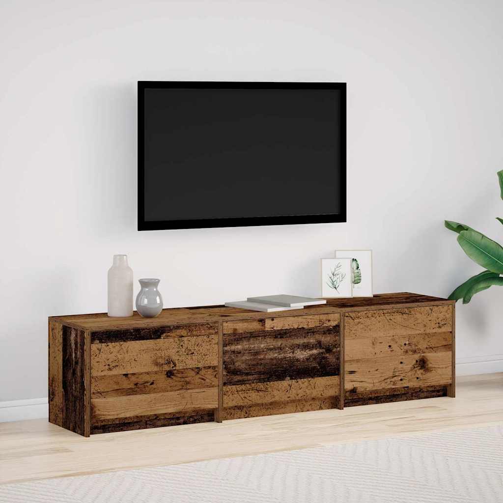 TV Schrank mit LEDs Altholz 162 x 34 x 40 cm Holzwerkstoff