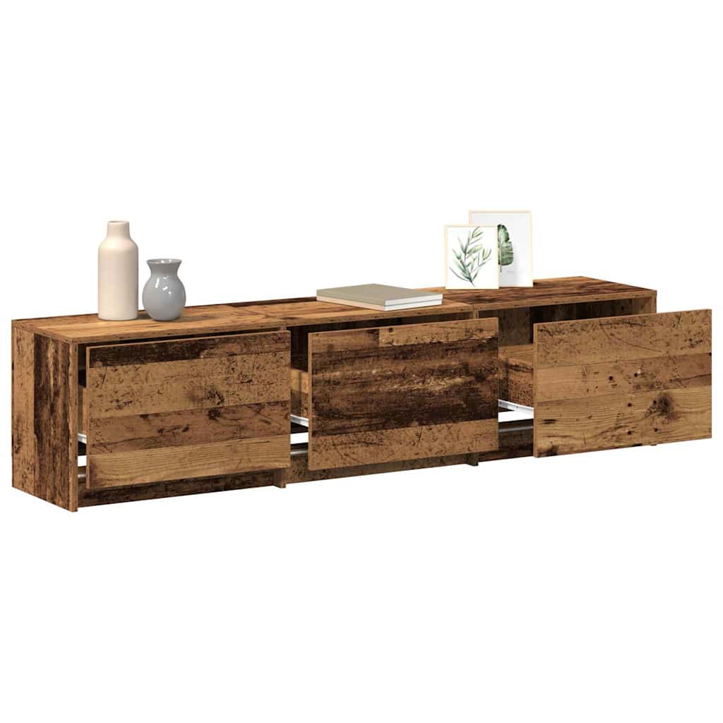 TV Schrank mit LEDs Altholz 162 x 34 x 40 cm Holzwerkstoff