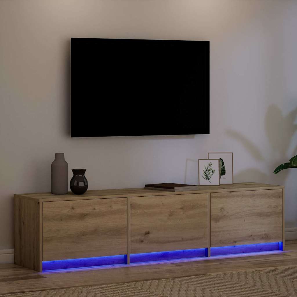 TV Schrank mit LEDs Kunsthandwerk Eiche 162 x 34 x 40 cm