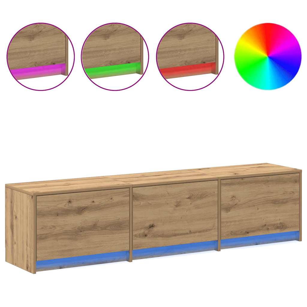 TV Schrank mit LEDs Kunsthandwerk Eiche 162 x 34 x 40 cm