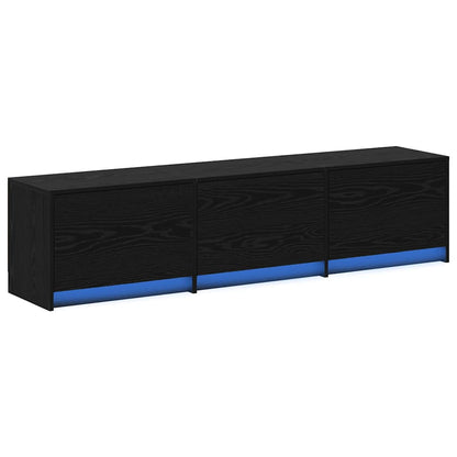 TV Schrank mit LEDs Schwarz Eichen-Optik 162 x 34 x 40 cm