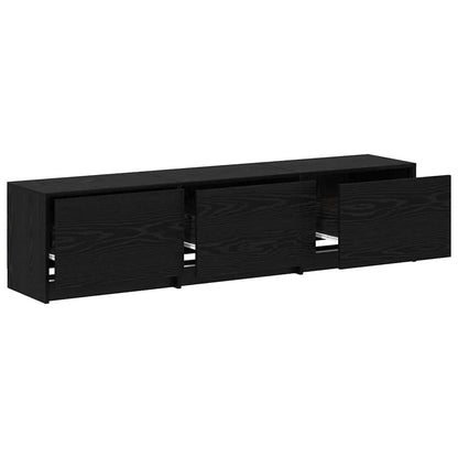 TV Schrank mit LEDs Schwarz Eichen-Optik 162 x 34 x 40 cm