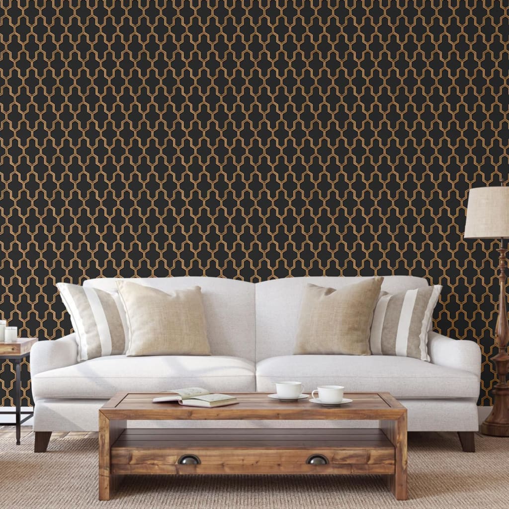 Tapete Geometric Schwarz und Golden