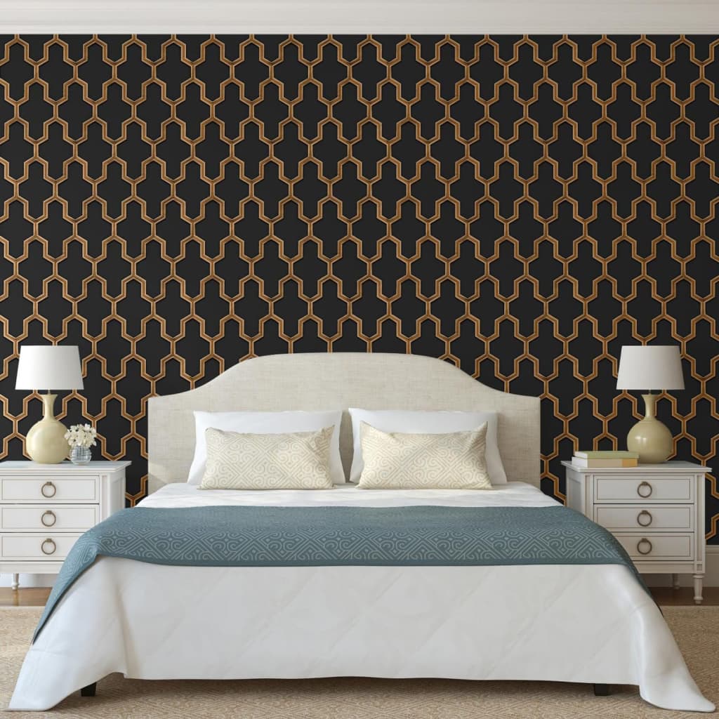 Tapete Geometric Schwarz und Golden
