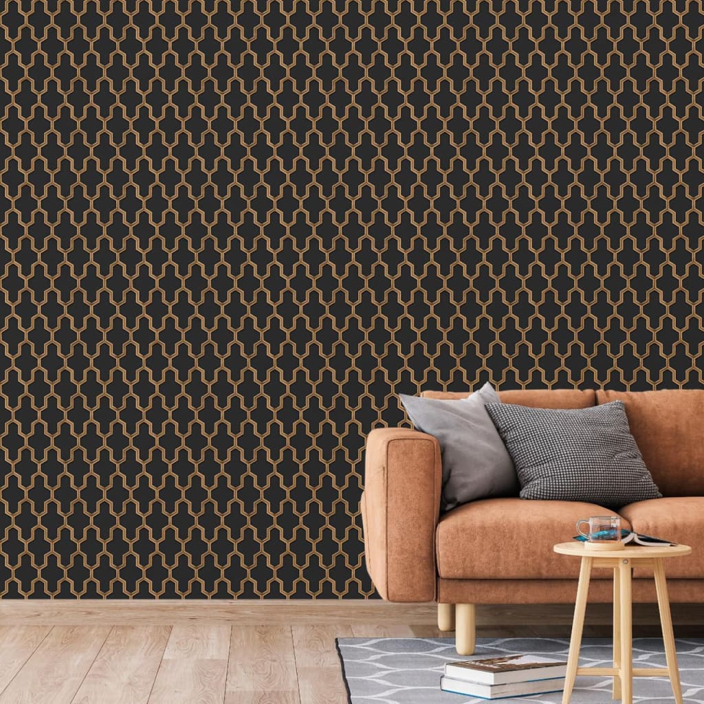 Tapete Geometric Schwarz und Golden