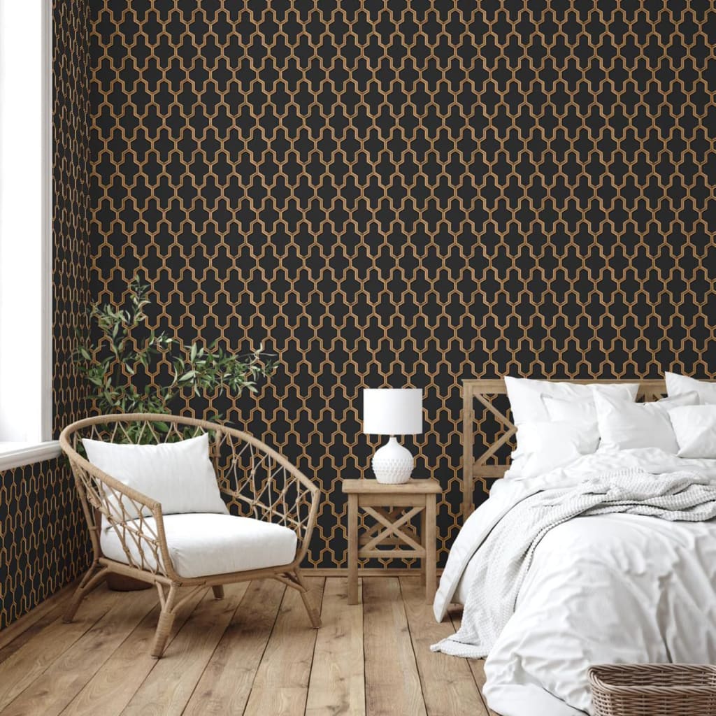 Tapete Geometric Schwarz und Golden