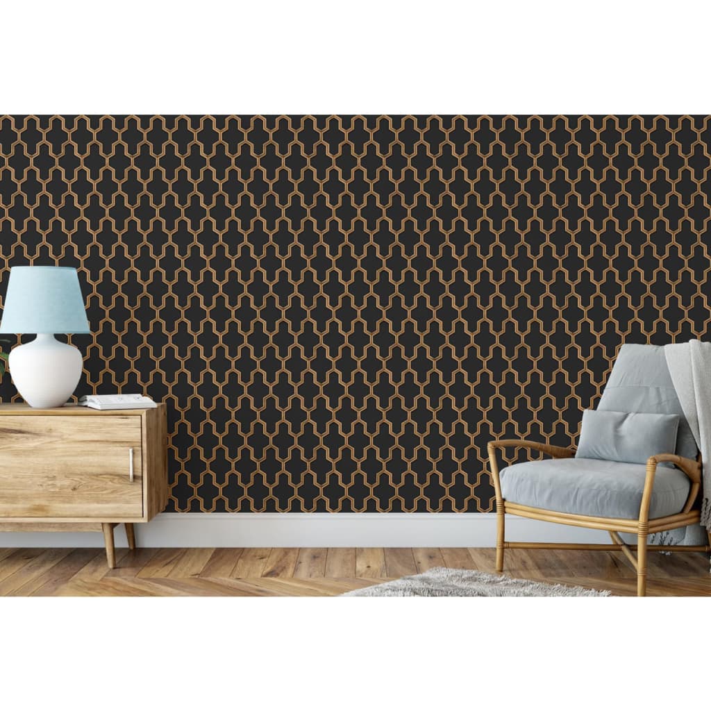 Tapete Geometric Schwarz und Golden