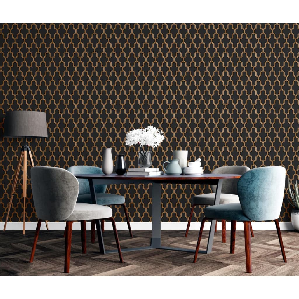Tapete Geometric Schwarz und Golden