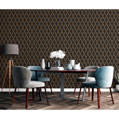 Tapete Geometric Schwarz und Golden
