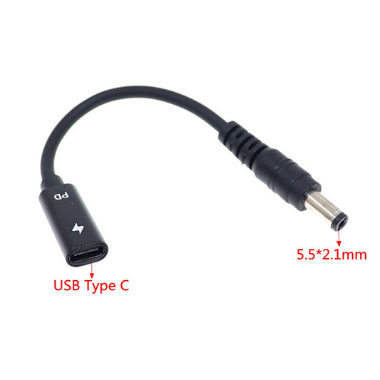 Typ-C (Buchse) auf 5,5*2,1mm (Stecker) Adapterkabel für Laptop-Ladegerät