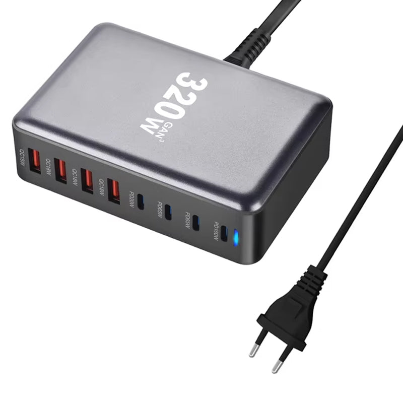 320W 8-in-1 GaN Desktop Schnellladegerät