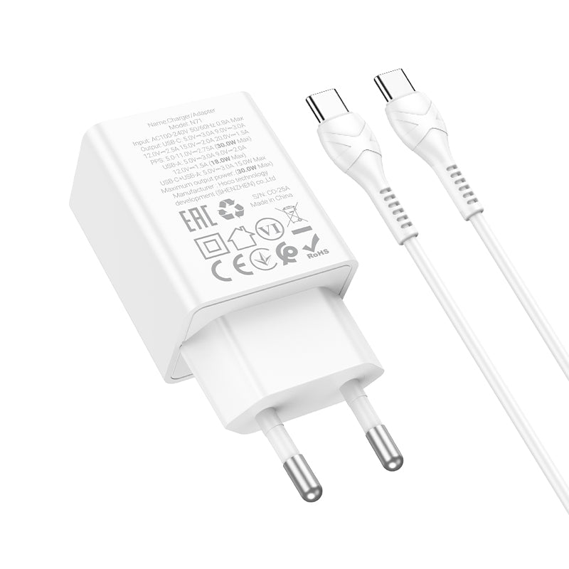 HOCO PD30W + QC3.0 mit USB-C-zu-USB-C-Kabel
