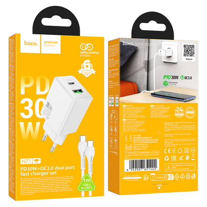 HOCO PD30W + QC3.0 mit USB-C-zu-USB-C-Kabel