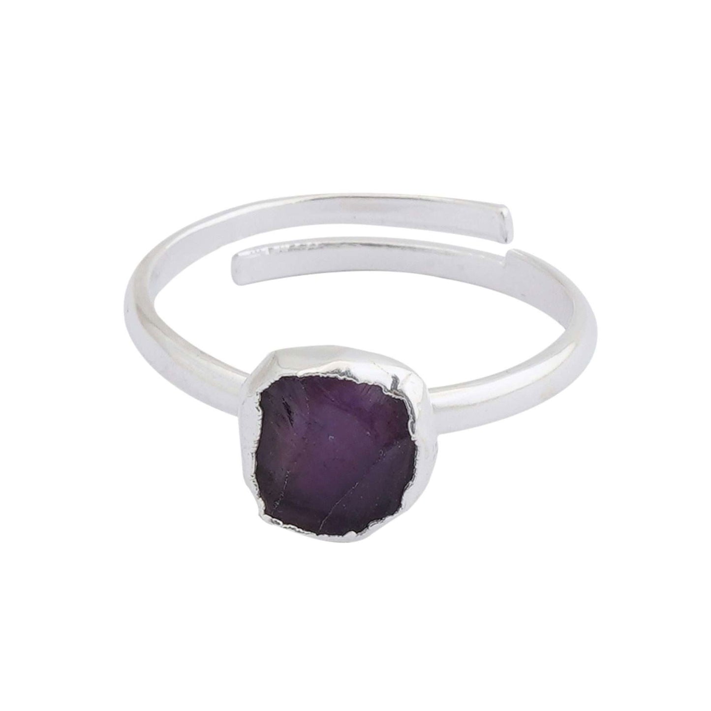 Amethyst Adjustable Ring Handmade in its Natural form in 925 Silver - Shopgalaxy